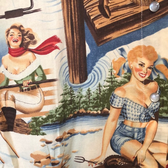 Cowboy style pinup print button up 🤠 - Picture 2 of 4